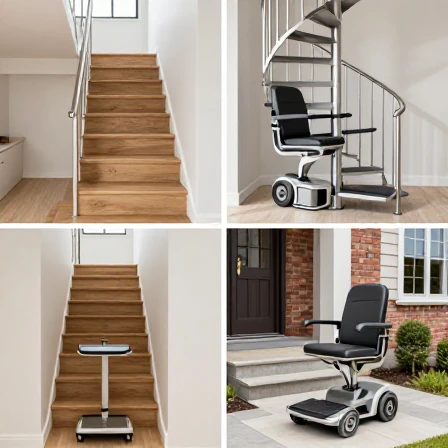 Modern stair lift installation in a residential home showing safe mobility for seniors on stairs